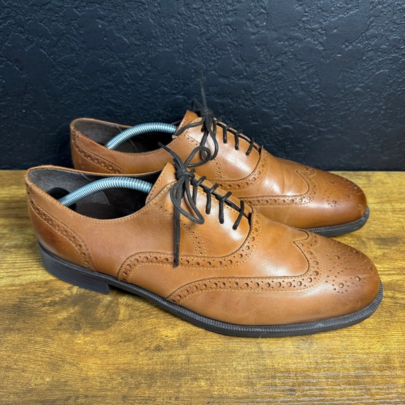 Cole Haan Dustin Wingtip Oxford British Tan Leather Shoes Size 10.5 M